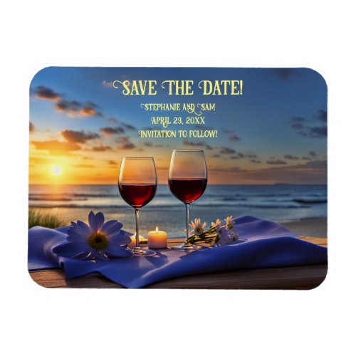 Save the Date Beach and Wine Sunset Magnet