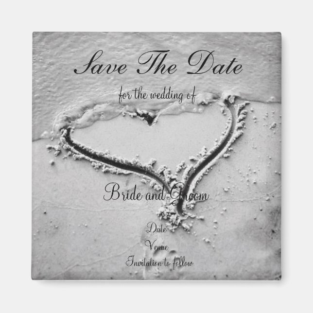 Save the Date Beach Heart Magnet (Front)