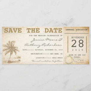save the date beach palm tickets - invitations