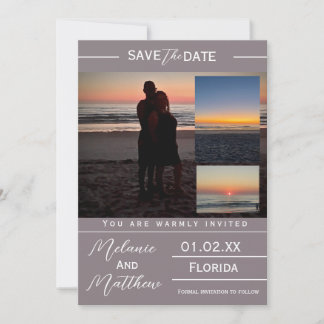 Save the Date Beach Photo Collage Invitation