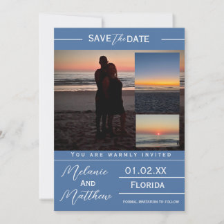 Save the Date Beach Photo Collage Invitation
