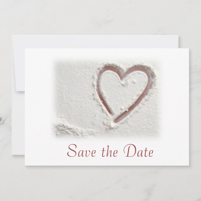 Save the Date/Beach Sand Heart Date (Front)