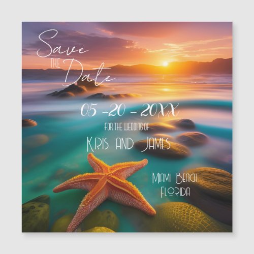 Save the Date Beach Starfish Magnet