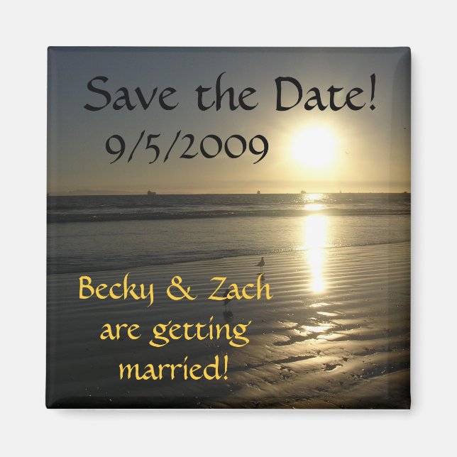 Save the Date Beach Sunset Magnet (Front)