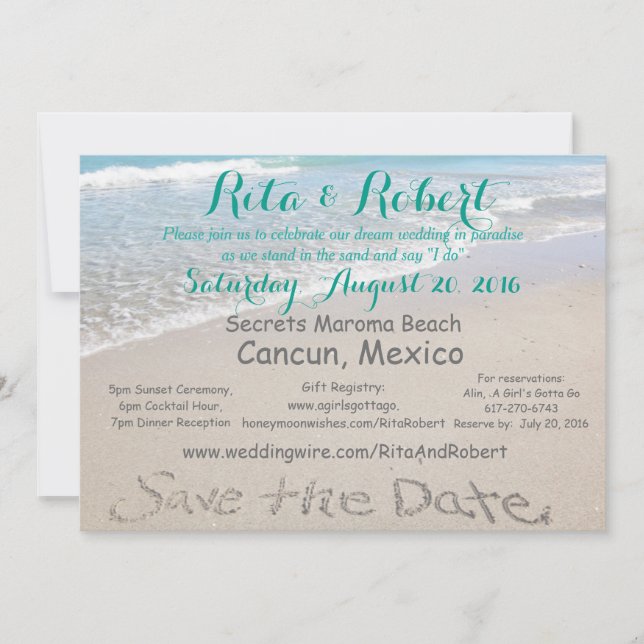Save the Date | Beach Wedding 5x7 Invitation Card (Front)
