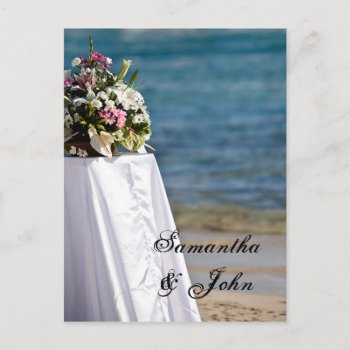 Save The Date - Beach Wedding Announcement Postcard by itsyourwedding at Zazzle