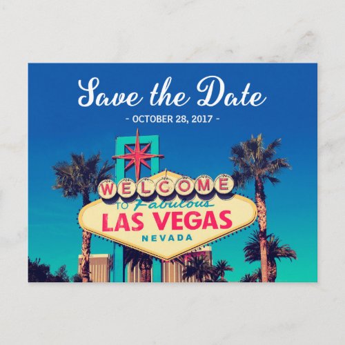 Save the Date _ Beautiful Retro Las Vegas Photo Announcement Postcard