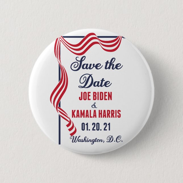Save the Date Biden Harris Inauguration Button (Front)