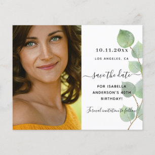 Save the date birthday eucalyptus greenery photo