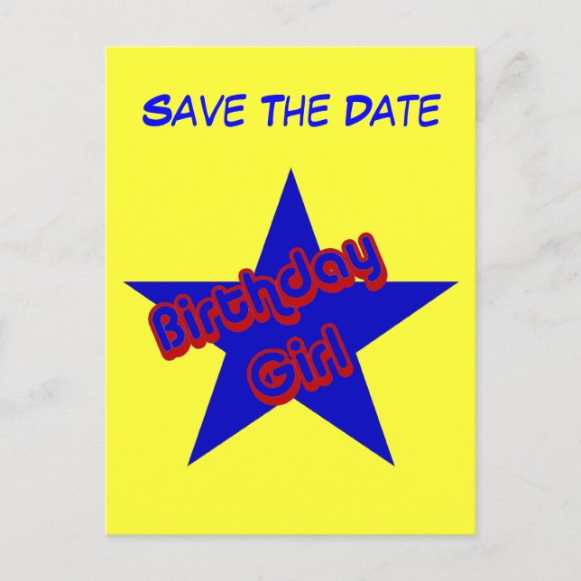 Save The Date Birthday Girl Funny Postcard (Front)