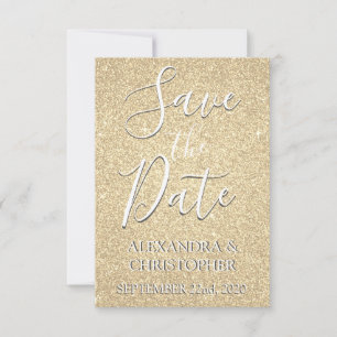Save the Date Birthday Gold Glitter