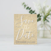 Save the Date Birthday Gold Glitter Announcement Postcard (Standing Front)