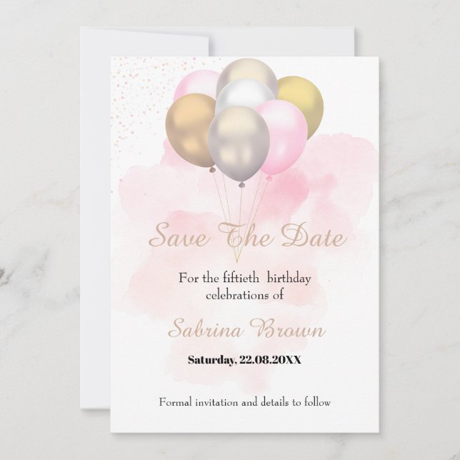 Save the Date Birthday Invitation (Front)