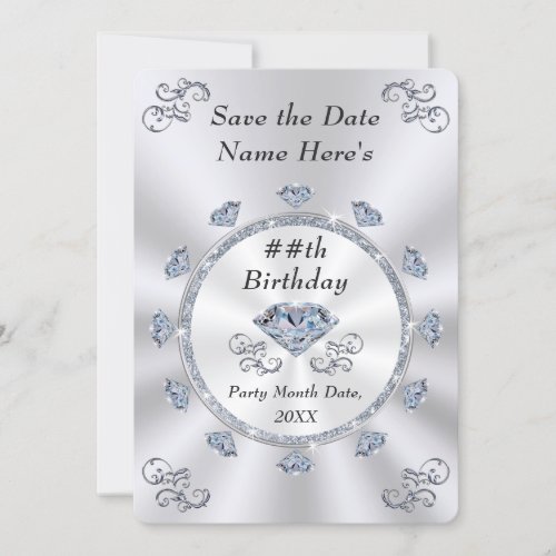 Save the Date Birthday Invitations ANY YEAR Invitation