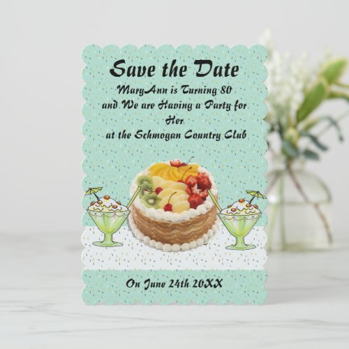 Save the Date Birthday Party Invite for 80 yr Old