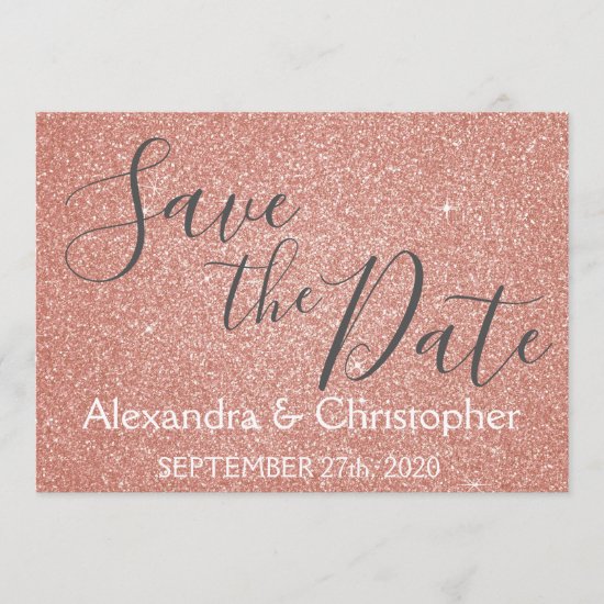 Save the Date Birthday Rose Gold Pink Glitter