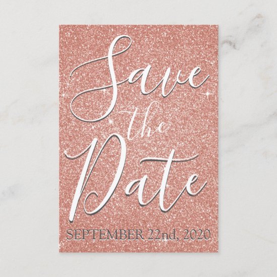 Save the Date Birthday Rose Gold Pink Glitter