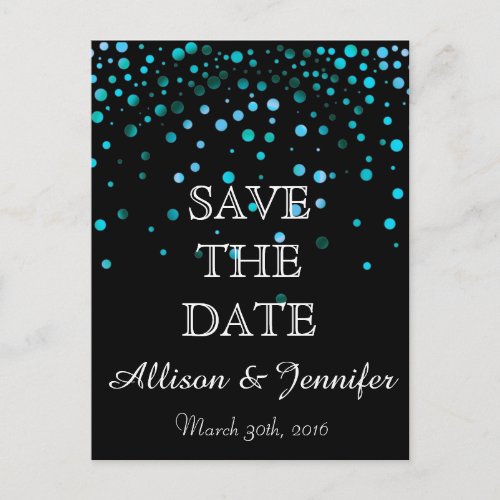 Save the date Black and Gold Glitter Faux Foil Announcement Postcard