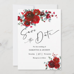 Save the Date Black and Red Invitation