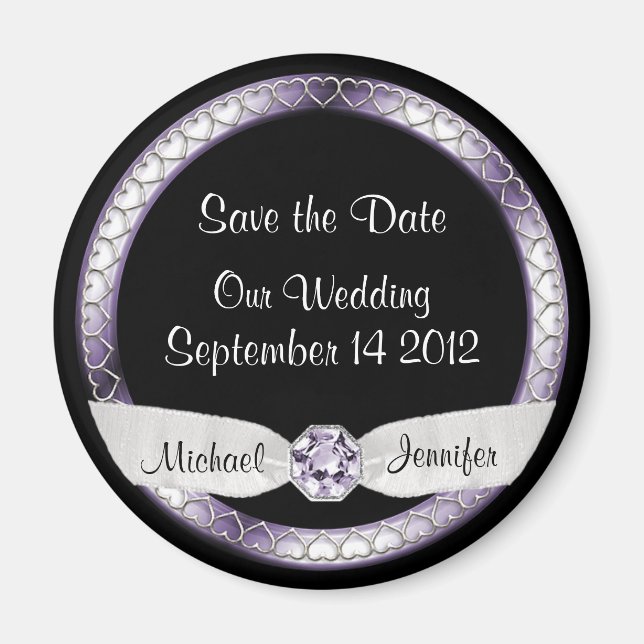 Save the Date Black and Silver Magnet (Front)