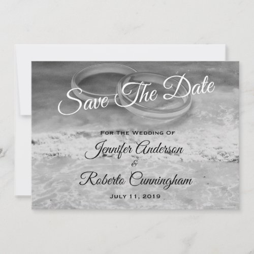 Save The Date Black and White Beach Postcard