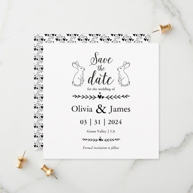 Save the Date Black and White Easter Wedding (Front/Back In Situ)