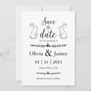 Save the Date Black and White Easter Wedding Invitation