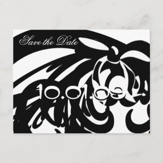 Save The Date Black and White Elegance Announcement Postcard