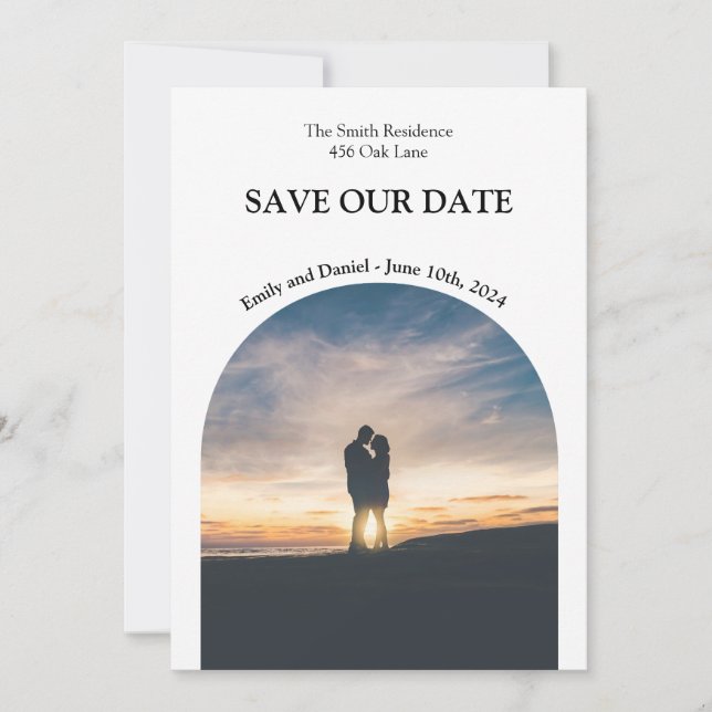 save the date black and white elegant unique (Front)