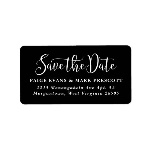 Save the date black and white return address label
