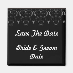 Save the Date Black and White Wedding Magnets