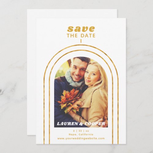 Save The Date Black Gold Stylish Art Deco Wedding