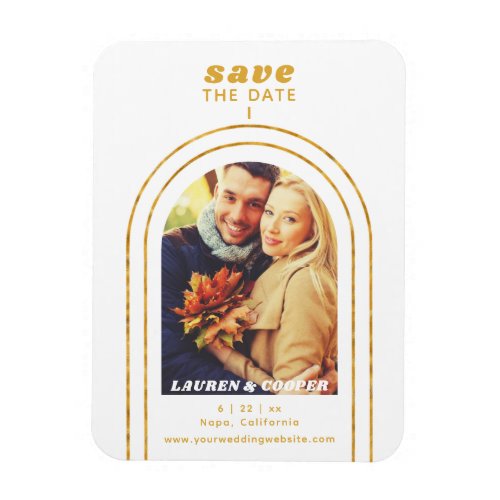 Save The Date Black Gold Stylish Art Deco Wedding Magnet