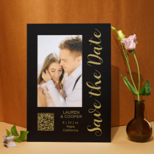 Save The Date Black Gold Stylish Modern Wedding
