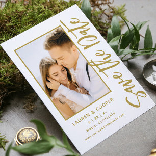 Save The Date Black Gold Stylish Modern Wedding