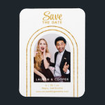 Save The Date Black Gold Stylish Modern Wedding Magnet<br><div class="desc">Save The Date Black Gold Stylish Script Modern Wedding Magnets features your favorite photo inside a golden arch on a white background. Personalize with your text by editing the text in the text boxes provided. Designed for you by ©Evco Studio www.zazzle.com/store/evcostudio</div>