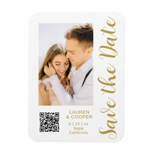 Save The Date Black Gold Stylish Modern Wedding Magnet