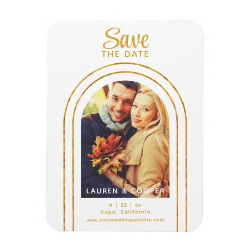 Save The Date Black Gold Stylish Modern Wedding Magnet