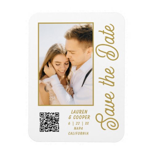 Save The Date Black Gold Stylish Modern Wedding Magnet