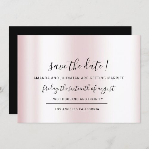 Save The Date Black Minimalism Pink Pastel