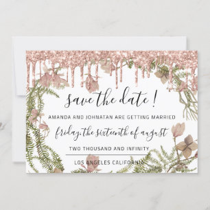 Save The Date Black Rose Floral Woodland Drips