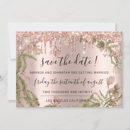 Save The Date Black Rose Floral Woodland Drips