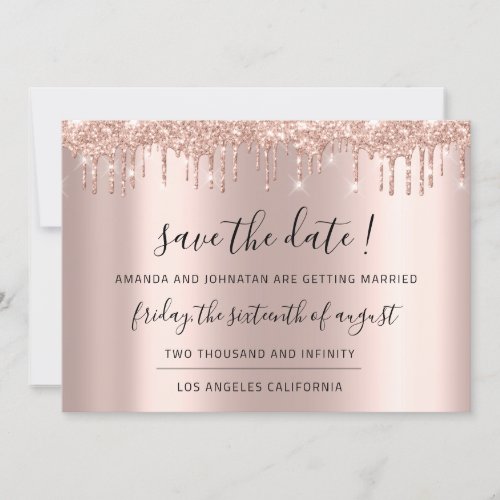 Save The Date Black Rose Glitter Spark Drips