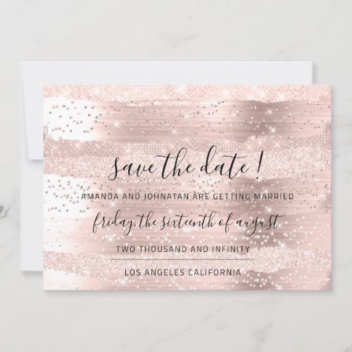 Save The Date Black Rose Glitter Sparkly Strokes
