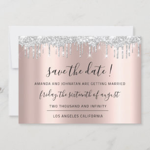 Save The Date Black Rose Silver Gray Grey