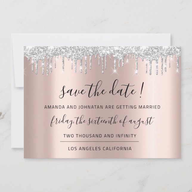 Save The Date Black Rose Silver Gray Grey (Front)