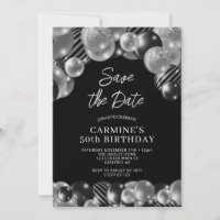 Save the Date Black Silver 50th Birthday