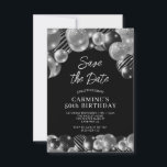 Save the Date Black Silver 50th Birthday Invitation<br><div class="desc">Create your own Save the Date Black Silver 50th Birthday Invitation! Personalize this design with your own text. You can further customize this design by selecting the "Edit Details" button if desired.</div>