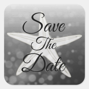 Save the Date Black Starfish Wedding Sticker