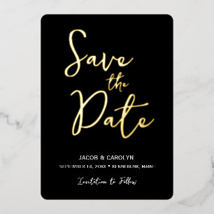 Save the Date Black White Gold Wedding Foil Invitation